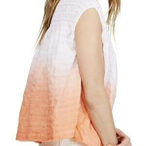 Free People Gauzy Ombre Babydoll Top Size XS Cotton Smocked Beachy Summer
